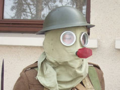 Person wearing World War I gasmark